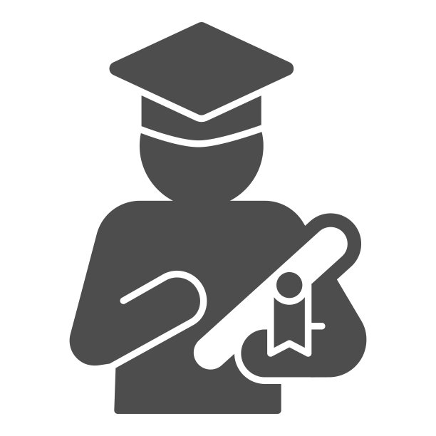 学生与文凭固体图标，创业概念，大学生毕业标志在白色背景，毕业图标在字形风格的移动概念和网页设计。矢量图形。图片下载