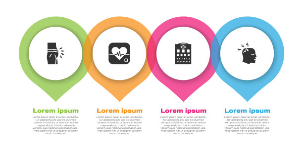 设置腹胀、心率、视力检查表和头痛患者。业务信息模板。向量图片下载