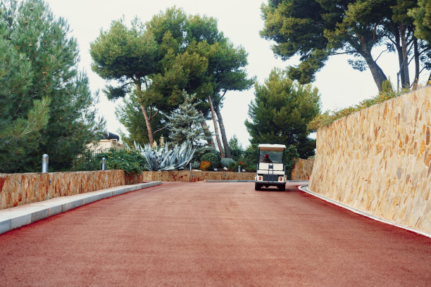 风景如画的混凝土坡道，两旁有植物图片下载