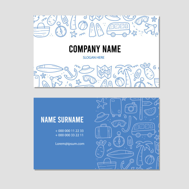 手绘夏日旅游观光卡图片下载