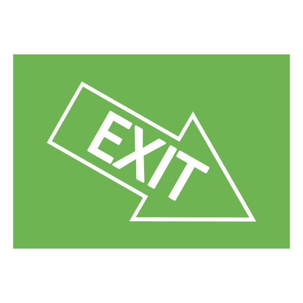 绿色的紧急出口。火象星座。保护的象征。信息图标矢量。股票的形象。每股收益10。图片下载