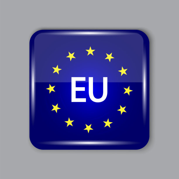 灰色背景上的欧盟方框按钮。欧盟的标志。欧盟的象征。图片下载