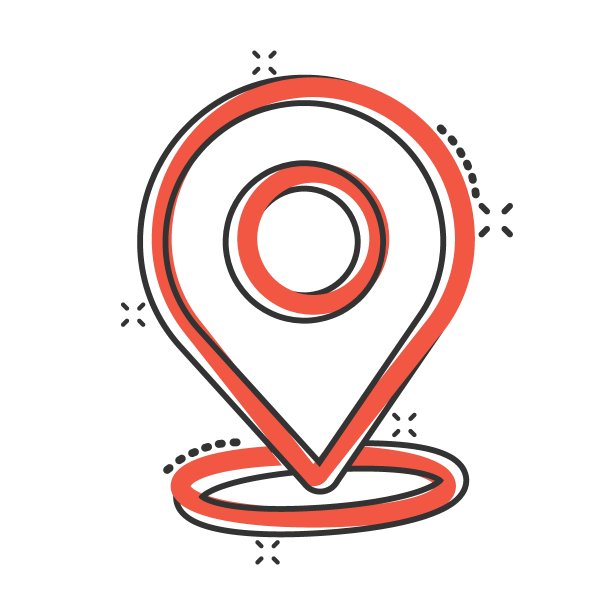 地图大头针图标在漫画风格。Gps导航卡通矢量插图在白色孤立的背景。定位飞溅效应的经营理念。图片下载