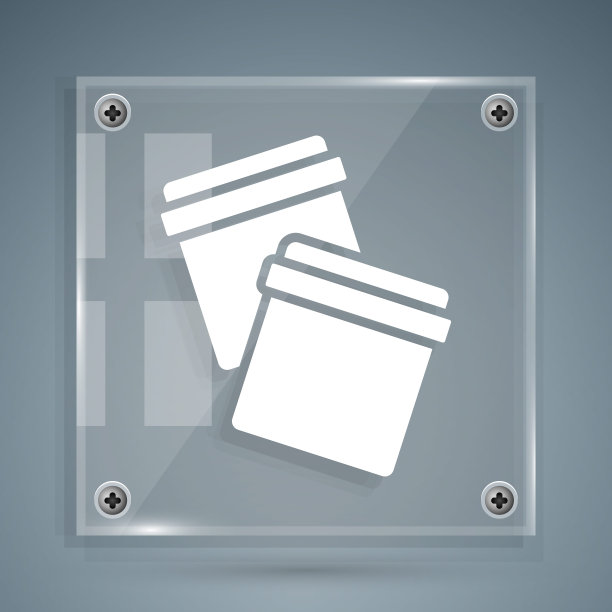 白色塑料袋与自封图标隔离在灰色背景。方形玻璃面板。向量图片下载