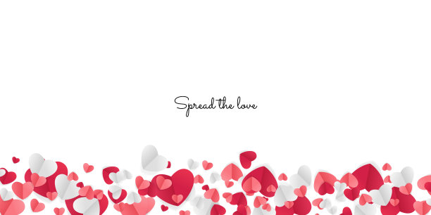 红色，粉色和白色的心在透明的背景孤立飞行。矢量插图。剪纸装饰为情人节的边界或框架设计图片下载