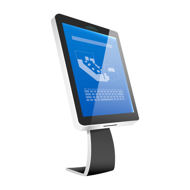 信息亭现实的矢量插图。自助电子柜台平彩色物品。现代技术。商业软件与传感器面板隔离在白色背景图片下载