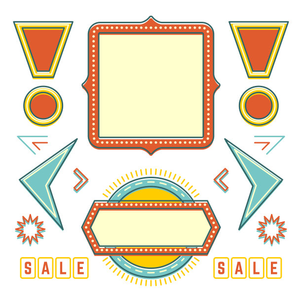 复古的美国1950年代标识设计元素集图片下载