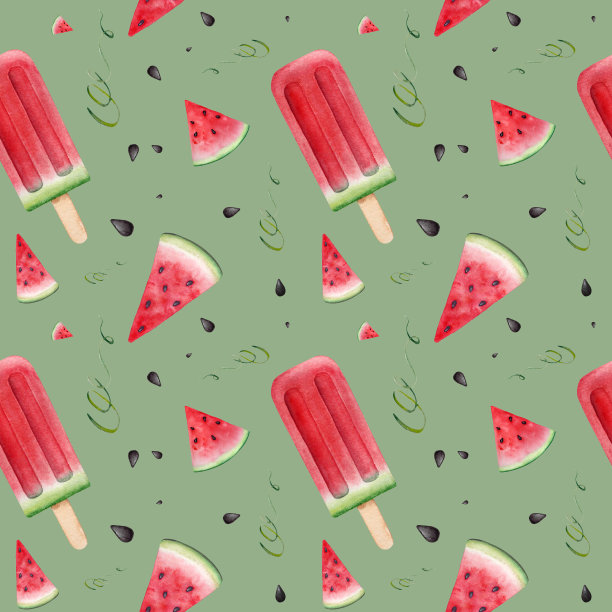 水彩无缝图案水果和冰淇淋图片下载