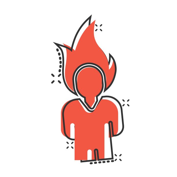 漫画风格的火焰头图标：有健康问题的人图片下载