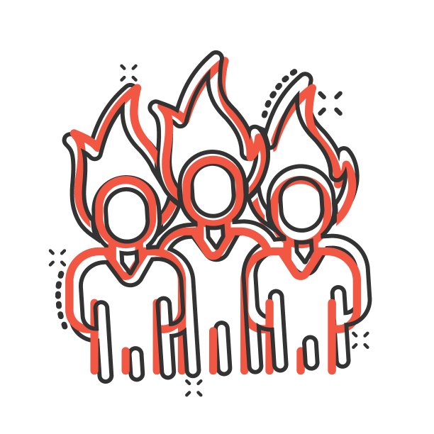 漫画风格的火焰头图标：有健康问题的人图片下载