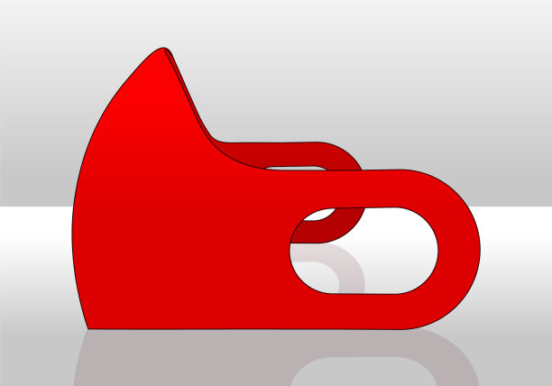 防尘红色口罩织物模板在白色背景矢量图片下载