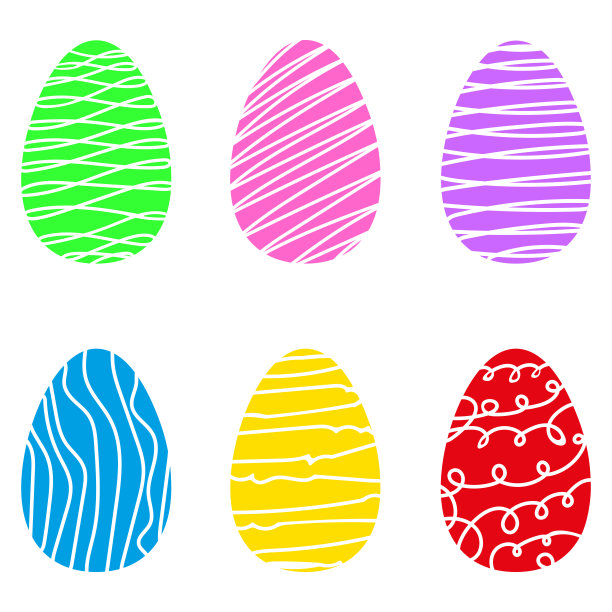 复活节彩蛋的涂鸦风格，孤立在一个白色的背景。图片下载