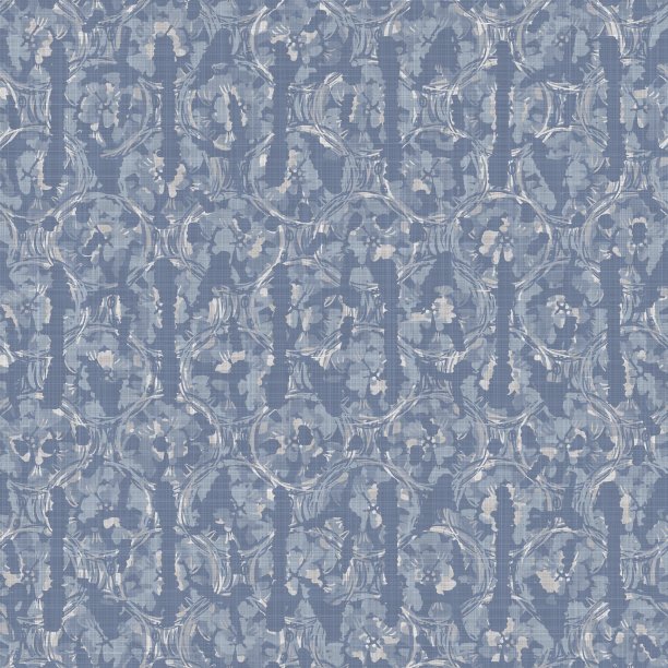 无缝法国农家亚麻布夏季块印花背景。普罗旺斯蓝灰色亚麻布质朴的图案纹理。破旧别致的旧织麻模糊风格。纺织品全印。图片下载