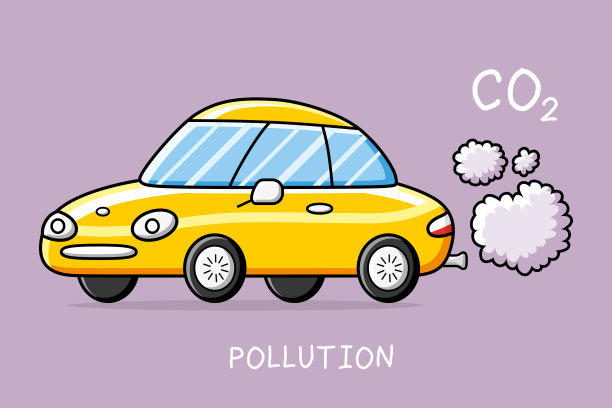 汽车排着烟，空气污染。图片下载