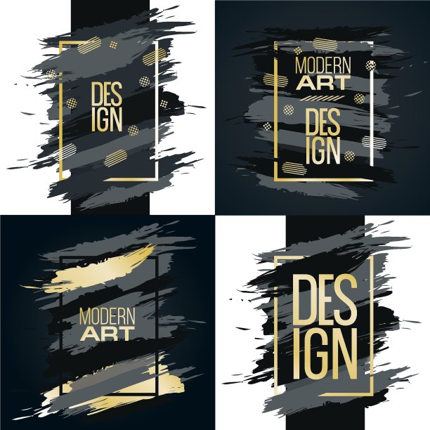 矢量框架文本现代艺术图形为潮人。动态框架时尚的几何黑色背景与黄金。用于设计名片、请柬、礼品卡、传单和小册子的元素。图片下载