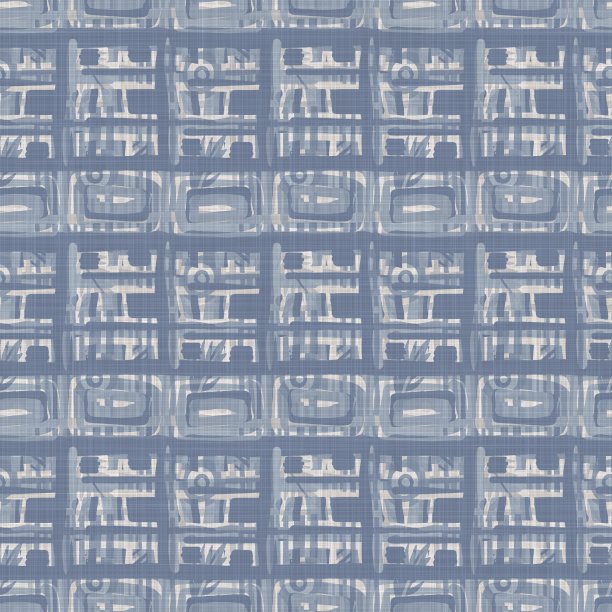 无缝法式蓝白农舍式方格布纹理。编织亚麻格子布图案背景。格子呢格子特写编织织物厨房毛巾材料。方格纤维野餐桌布图片下载