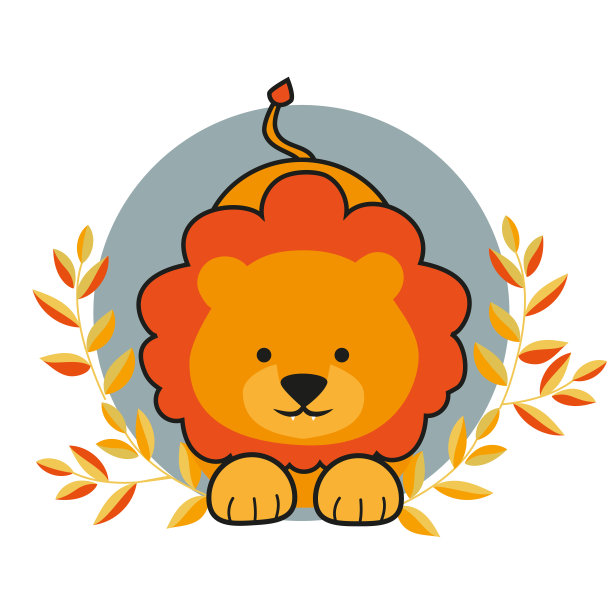 可爱的狮子向量。动物印花设计插图。图片下载