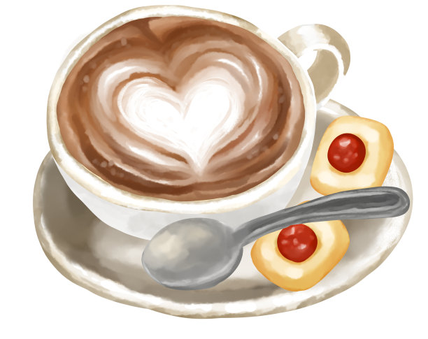心卡布奇诺和饼干设置股票插图图片下载