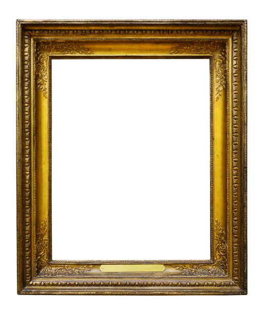 图片金色木制华丽的框架设计上的白色背景图片下载