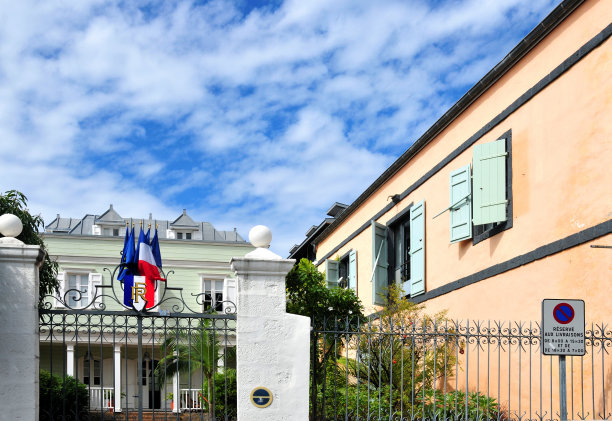 文化事务方向，克里奥尔建筑，圣德尼，留尼汪岛，印度洋图片下载