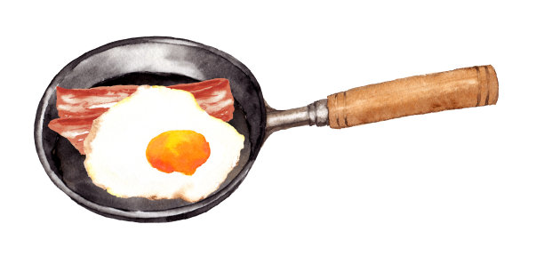 在飞锅里煎培根图片下载