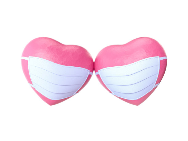 创造性的布局，粉红色的心在白色孤立的背景。极简的情人节概念与复制空间。三维渲染图片下载