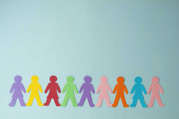 纸上五彩缤纷的人，包容，社区，童年的概念。副本的空间。图片下载