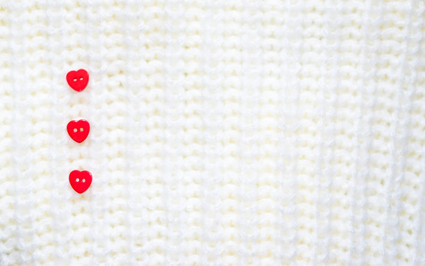 情人节，红心纽扣白底，织织纹理，贺卡背景图片下载
