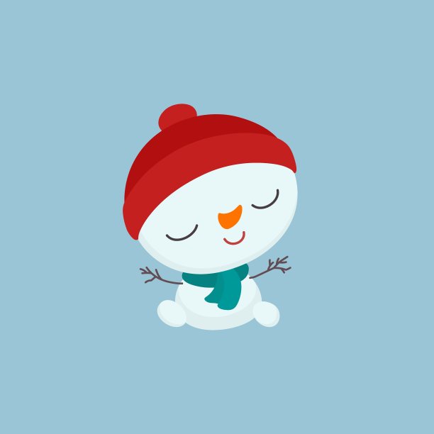 可爱的雪人卡通人物。小圣诞吉祥物甜美风格。图片下载