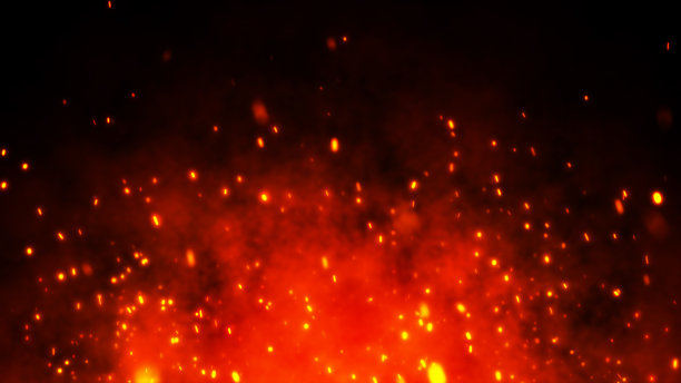 火焰余烬颗粒在黑色背景。图片下载