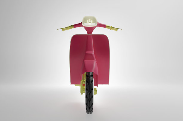 字体视图，白色背景上的粉色滑板车- 3d渲染，概念情人节，送餐图片下载