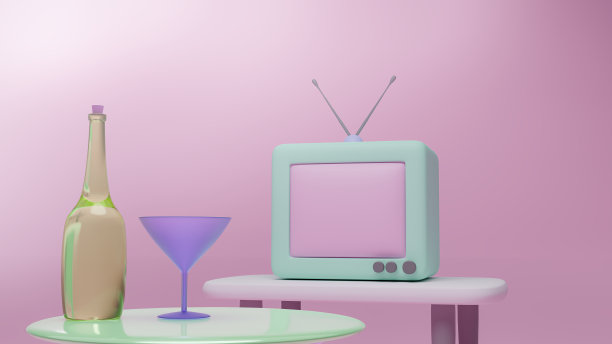 老式电视机放在可爱的桌子上。图片下载