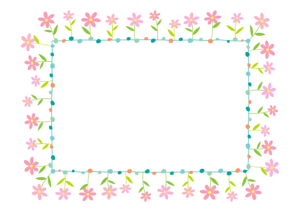 春天的花方形框架模板上的白色背景。图片下载
