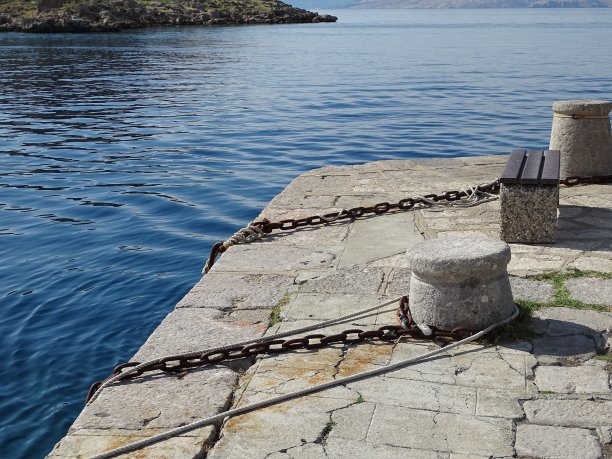 用于将小船、渔船系到码头墙、码头岸系柱处的锚链图片下载