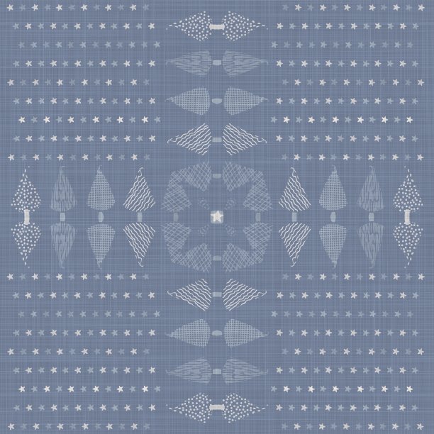 无缝法国农家亚麻印花冬季假期背景。普罗旺斯蓝灰色亚麻花纹纹理。寒伧别致的圣诞主题背景。纺织农家全印图片下载