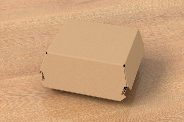 一个纸板封闭的食品盒模拟，包装的汉堡，午餐，快餐，汉堡和三明治图片下载