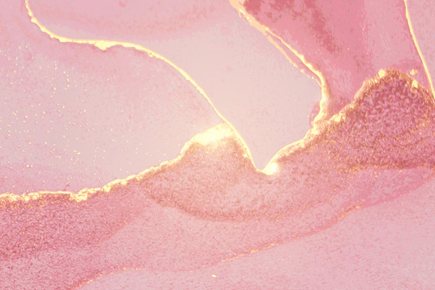 玫瑰闪闪发光，石材和大理石的金色纹理。酒精墨水技术图片下载