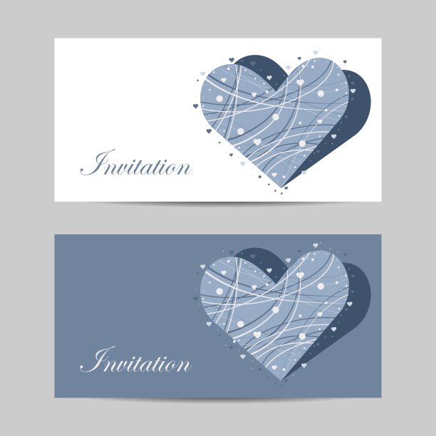 一套水平横幅与美丽的心图片下载