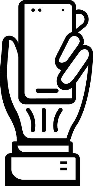 手持手机概念矢量图标设计，手势符号白底，图片下载