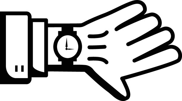 手表手势概念矢量图标设计，白色背景上的人体语言符号图片下载