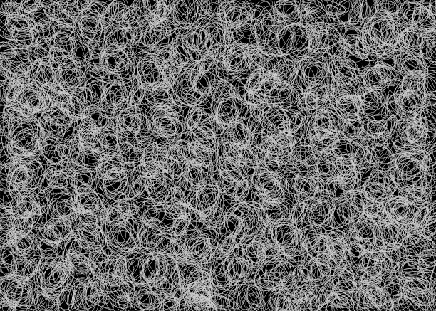 白色图案与球体。模糊的装饰设计在抽象风格与气泡。图案为广告，传单。手绘有机艺术构图。矢量插图。孤立在黑色背景上。图片下载