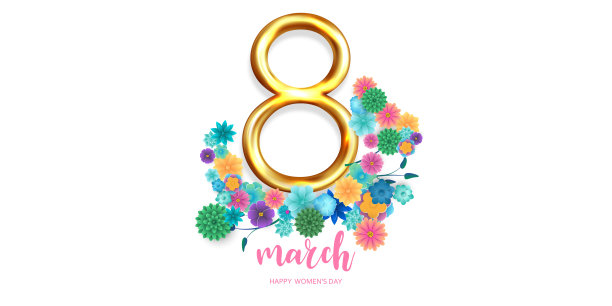 3月8日。母亲节快乐。与花假日背景-向量图片下载