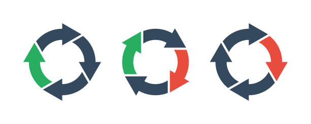 四个圆形箭头设置，矢量图标图片下载