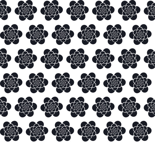 单色无缝春花图案与花牡丹孤立在白色背景。矢量插图瓷砖，包装纸，织物，网，壁纸，背景，纺织品。图片下载