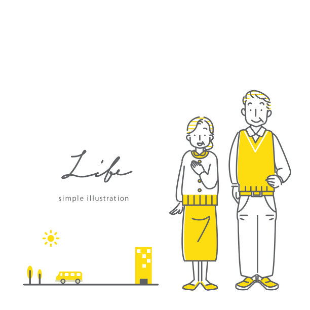 简单的线条艺术插画，可爱的家庭图片下载