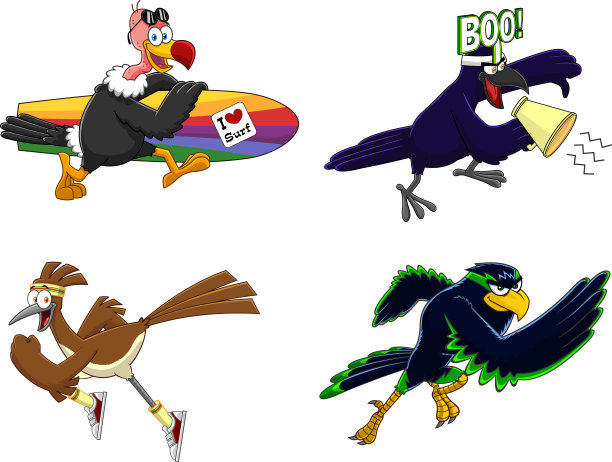 卡通鸟字符。向量集合集合图片下载