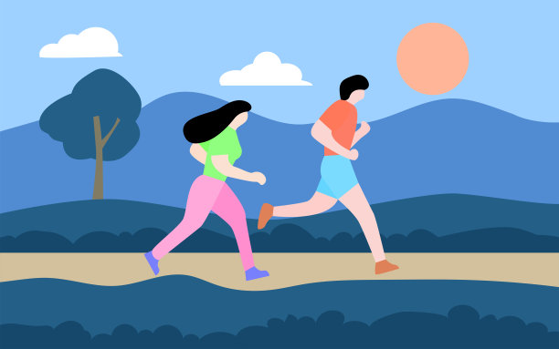 一对夫妇在公园里慢跑图片下载