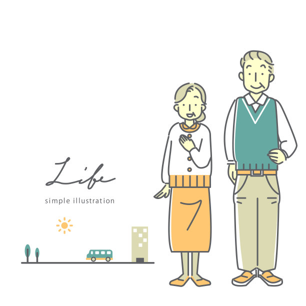 简单的线条艺术插画，可爱的家庭图片下载