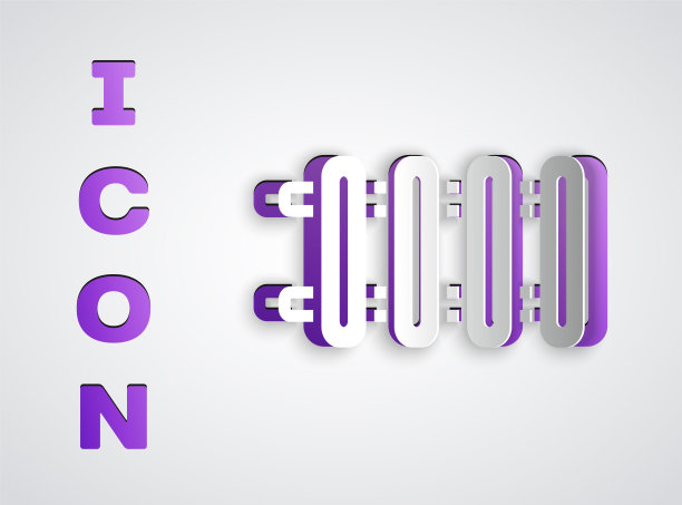 剪纸采暖散热器图标孤立在灰色背景。纸艺术风格。向量图片下载