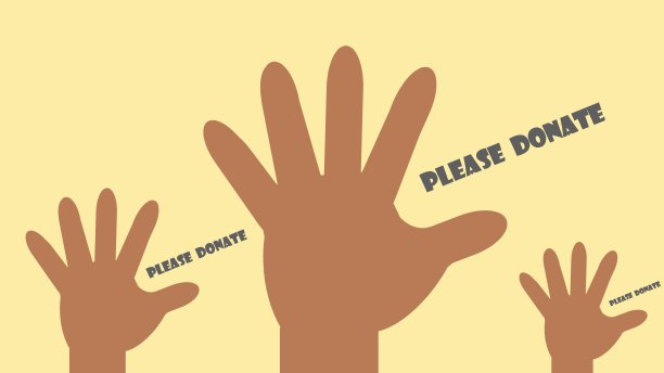 横幅上写着“请捐款”。社交动画旨在帮助他人图片下载